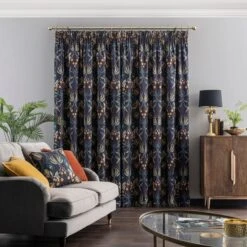 Dunelm Havisham Navy Pencil Pleat Curtains -Best Curtain Shop 30729251 alt04