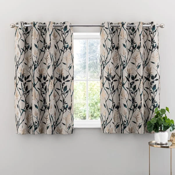 Dunelm Zen Peacock Jacquard Eyelet Curtains 5 Dunelm Zen Peacock Jacquard Eyelet Curtains - Image 5