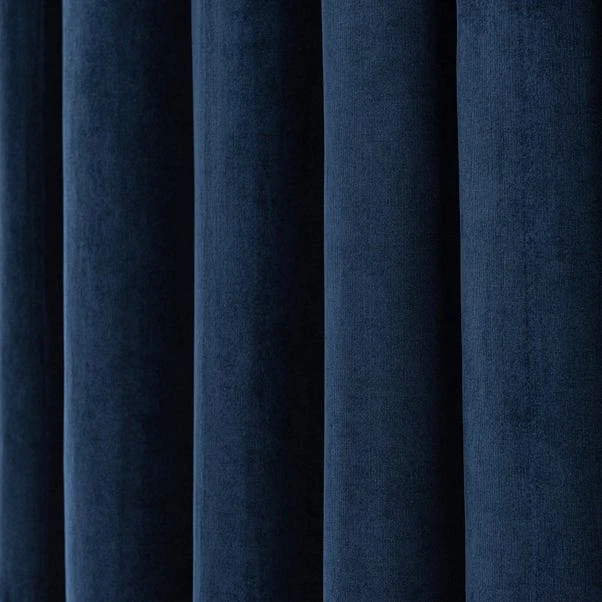 Dunelm Margot Midnight Blue Velour Pencil Pleat Curtains 3 Dunelm Margot Midnight Blue Velour Pencil Pleat Curtains - Image 3