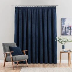 Dunelm Margot Midnight Blue Velour Pencil Pleat Curtains 9 Dunelm Margot Midnight Blue Velour Pencil Pleat Curtains -Best Curtain Shop 30733740 alt04