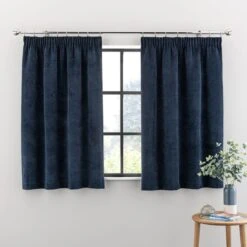 Dunelm Margot Midnight Blue Velour Pencil Pleat Curtains 10 Dunelm Margot Midnight Blue Velour Pencil Pleat Curtains -Best Curtain Shop 30733740 alt05