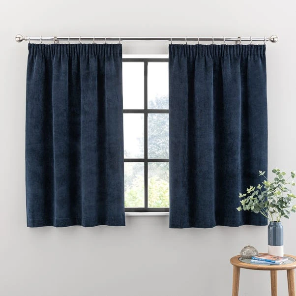 Dunelm Margot Midnight Blue Velour Pencil Pleat Curtains 5 Dunelm Margot Midnight Blue Velour Pencil Pleat Curtains - Image 5