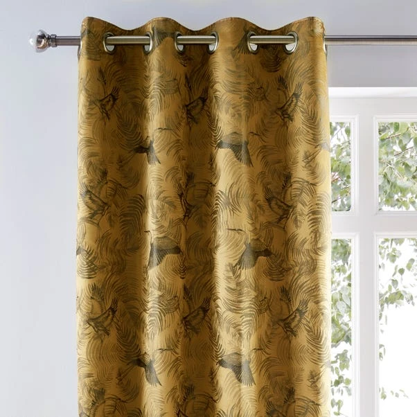 Dunelm Crane Old Gold Eyelet Curtains 1 Dunelm Crane Old Gold Eyelet Curtains