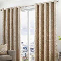 Curtina Camberwell Stone Eyelet Curtains 8 Curtina Camberwell Stone Eyelet Curtains -Best Curtain Shop 30746112 alt03
