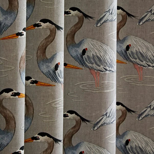 Natural History Museum Heron Natural Eyelet Curtains 3 Natural History Museum Heron Natural Eyelet Curtains - Image 3