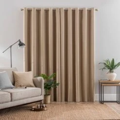 Dunelm Luna Brushed Dark Sand Blackout Eyelet Curtains -Best Curtain Shop 30754496 alt04