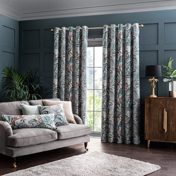 Luxury Collection Jungle Luxe Natural Eyelet Curtains 2 Luxury Collection Jungle Luxe Natural Eyelet Curtains - Image 2