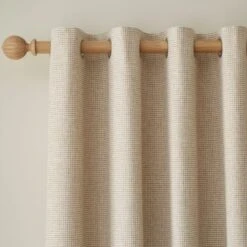 Dunelm Albert Chenille Warm Sand Eyelet Curtains