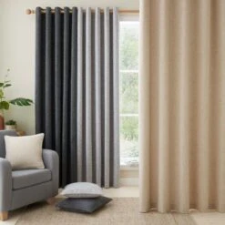 Dunelm Albert Chenille Warm Sand Eyelet Curtains 8 Dunelm Albert Chenille Warm Sand Eyelet Curtains -Best Curtain Shop 30754754 alt03