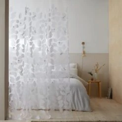 Dunelm Elements Modern Leaf Burn Out Multicoloured Slot Top Voile Panel 8 Dunelm Elements Modern Leaf Burn Out Multicoloured Slot Top Voile Panel -Best Curtain Shop 30754760 alt03