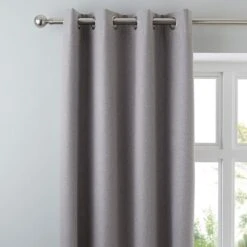 Dunelm Luna Brushed Mid Grey Blackout Eyelet Curtains