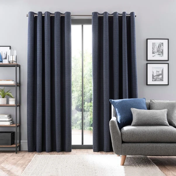 Dunelm Zodiac Navy Eyelet Blackout Curtains 2 Dunelm Zodiac Navy Eyelet Blackout Curtains - Image 2