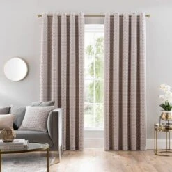 Dunelm Chenille Hive Chateau Grey Eyelet Curtains