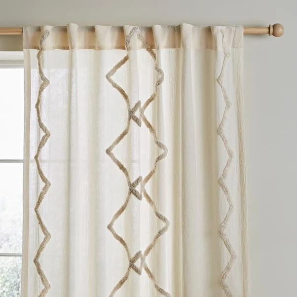 Dunelm Cotton Global Tufted Hidden Tab Top Voile 1 Dunelm Cotton Global Tufted Hidden Tab Top Voile