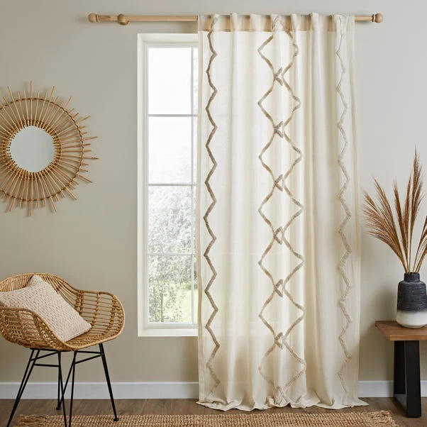 Dunelm Cotton Global Tufted Hidden Tab Top Voile 2 Dunelm Cotton Global Tufted Hidden Tab Top Voile - Image 2