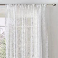 Dunelm Pretty Boho Tile Burnout Slot Top Voile