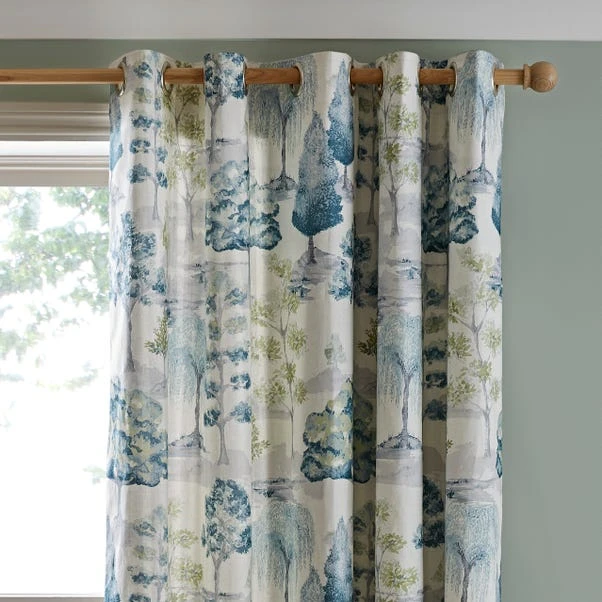 Dunelm Watercolour Trees Teal Eyelet Curtains 1 Dunelm Watercolour Trees Teal Eyelet Curtains
