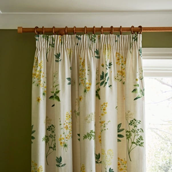 Natural History Museum Marsh Botanical Ochre Pencil Pleat Curtains 1 Natural History Museum Marsh Botanical Ochre Pencil Pleat Curtains