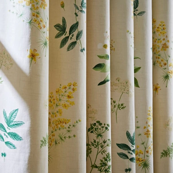 Natural History Museum Marsh Botanical Ochre Pencil Pleat Curtains 3 Natural History Museum Marsh Botanical Ochre Pencil Pleat Curtains - Image 3