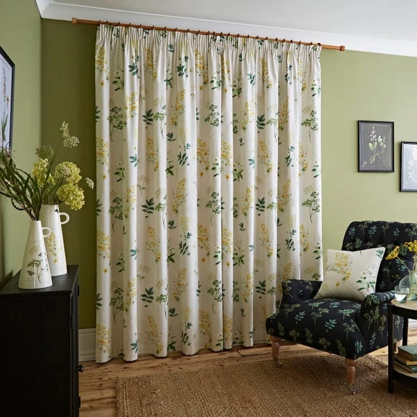 Natural History Museum Marsh Botanical Ochre Pencil Pleat Curtains 4 Natural History Museum Marsh Botanical Ochre Pencil Pleat Curtains - Image 4