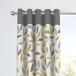 Fusion Beechwood Ochre Eyelet Curtains