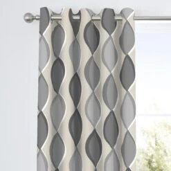 Fusion Lennox Grey Eyelet Curtains