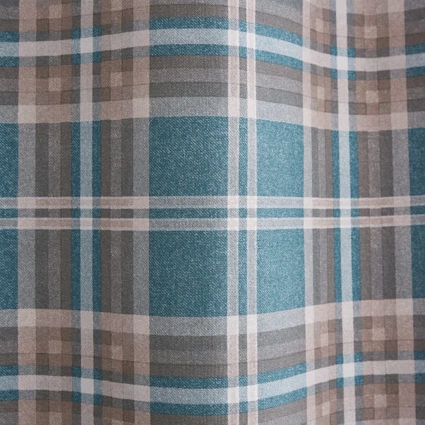 Catherine Lansfield Tweed Woven Check Teal Eyelet Curtains 3 Catherine Lansfield Tweed Woven Check Teal Eyelet Curtains - Image 3
