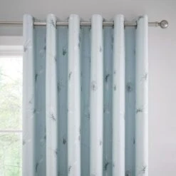 Dunelm Dragonflies Duck Egg Blackout Eyelet Curtains