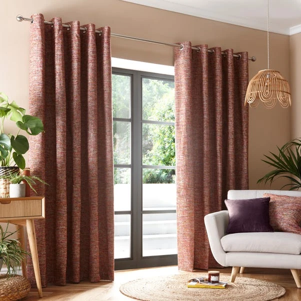Dunelm Kala Red Eyelet Curtains 2 Dunelm Kala Red Eyelet Curtains - Image 2