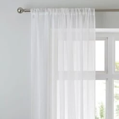 Dunelm Aspen White Sheer Slot Top Single Voile Panel