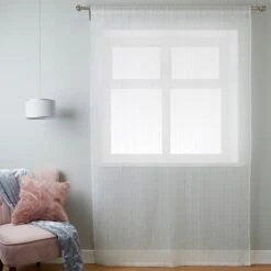 Dunelm Aspen White Sheer Slot Top Single Voile Panel -Best Curtain Shop 30768926 alt04