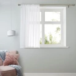 Dunelm Aspen White Sheer Slot Top Single Voile Panel -Best Curtain Shop 30768926 alt05