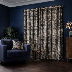Dunelm Romano Navy Velour Eyelet Curtains -Best Curtain Shop 30769141 alt04