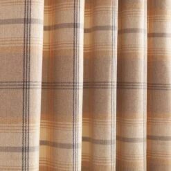 Dunelm Highland Check Ochre Eyelet Door Curtain -Best Curtain Shop 30769193 alt02