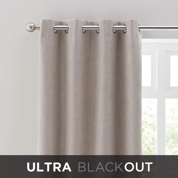 Dunelm Ultra Blackout Touch Of Linen Natural Eyelet Curtains 1 Dunelm Ultra Blackout Touch Of Linen Natural Eyelet Curtains