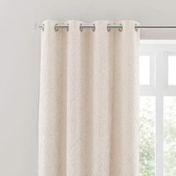 Dunelm Damask Cut Velvet Ivory Eyelet Curtains