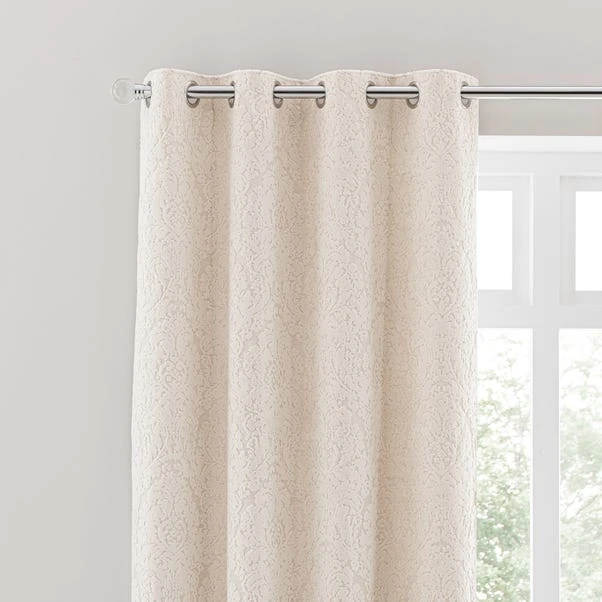 Dunelm Damask Cut Velvet Ivory Eyelet Curtains 1 Dunelm Damask Cut Velvet Ivory Eyelet Curtains