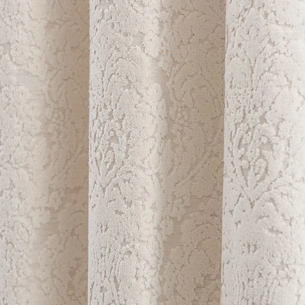 Dunelm Damask Cut Velvet Ivory Eyelet Curtains 3 Dunelm Damask Cut Velvet Ivory Eyelet Curtains - Image 3