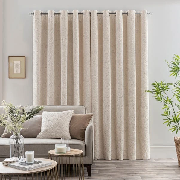 Dunelm Damask Cut Velvet Ivory Eyelet Curtains 5 Dunelm Damask Cut Velvet Ivory Eyelet Curtains - Image 5