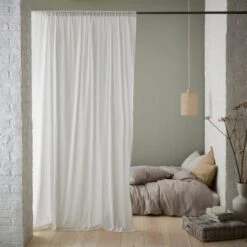 Dunelm Crinkle Cotton White Slot Top Single Voile Panel -Best Curtain Shop 30769572 alt03