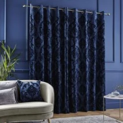 Dunelm Louella Damask Navy Eyelet Curtains 6 Dunelm Louella Damask Navy Eyelet Curtains -Best Curtain Shop 30769632 alt04