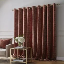 Dunelm Opulent Chenille Red Eyelet Curtains 6 Dunelm Opulent Chenille Red Eyelet Curtains -Best Curtain Shop 30769710 alt04