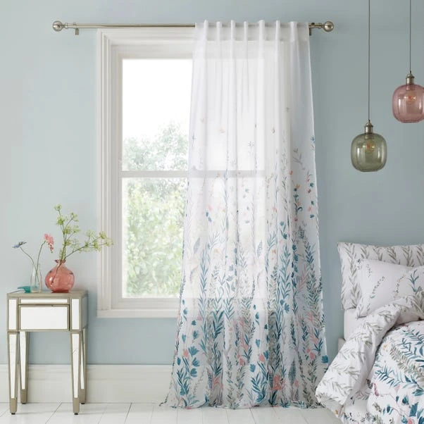 Dunelm Whimsical Botanical Multi Slot Top Single Voile Panel 2 Dunelm Whimsical Botanical Multi Slot Top Single Voile Panel - Image 2