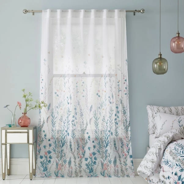 Dunelm Whimsical Botanical Multi Slot Top Single Voile Panel 4 Dunelm Whimsical Botanical Multi Slot Top Single Voile Panel - Image 4