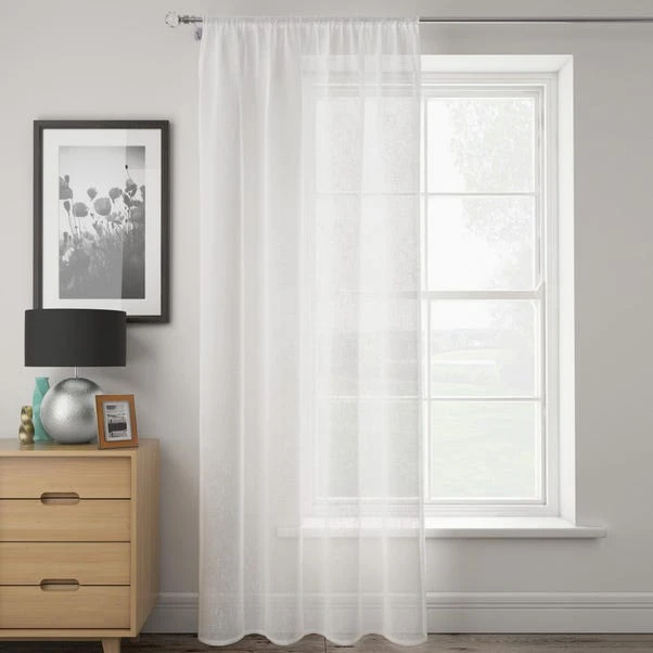Dunelm Boucle White Slot Top Voile Panel 2 Dunelm Boucle White Slot Top Voile Panel - Image 2