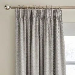 Dunelm Cut Velvet Silver Thermal Pencil Pleat Curtains