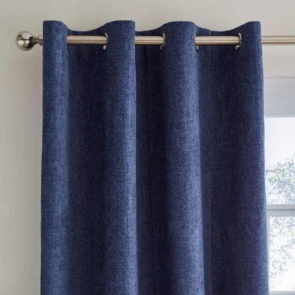 Dunelm Ensley Chenille Thermal Luxe Navy Eyelet Curtains 1 Dunelm Ensley Chenille Thermal Luxe Navy Eyelet Curtains