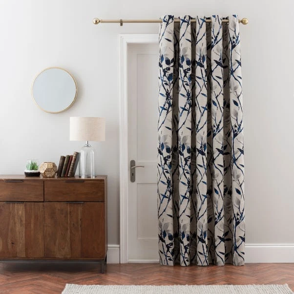 Dunelm Zen Blackout Thermal Blue Eyelet Door Curtains 1 Dunelm Zen Blackout Thermal Blue Eyelet Door Curtains