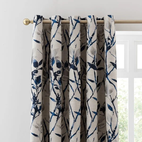 Dunelm Zen Blackout Thermal Blue Eyelet Door Curtains 2 Dunelm Zen Blackout Thermal Blue Eyelet Door Curtains - Image 2