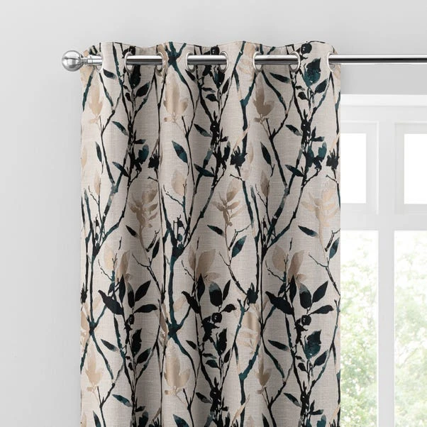 Dunelm Zen Blackout Thermal Peacock Eyelet Door Curtains 2 Dunelm Zen Blackout Thermal Peacock Eyelet Door Curtains - Image 2